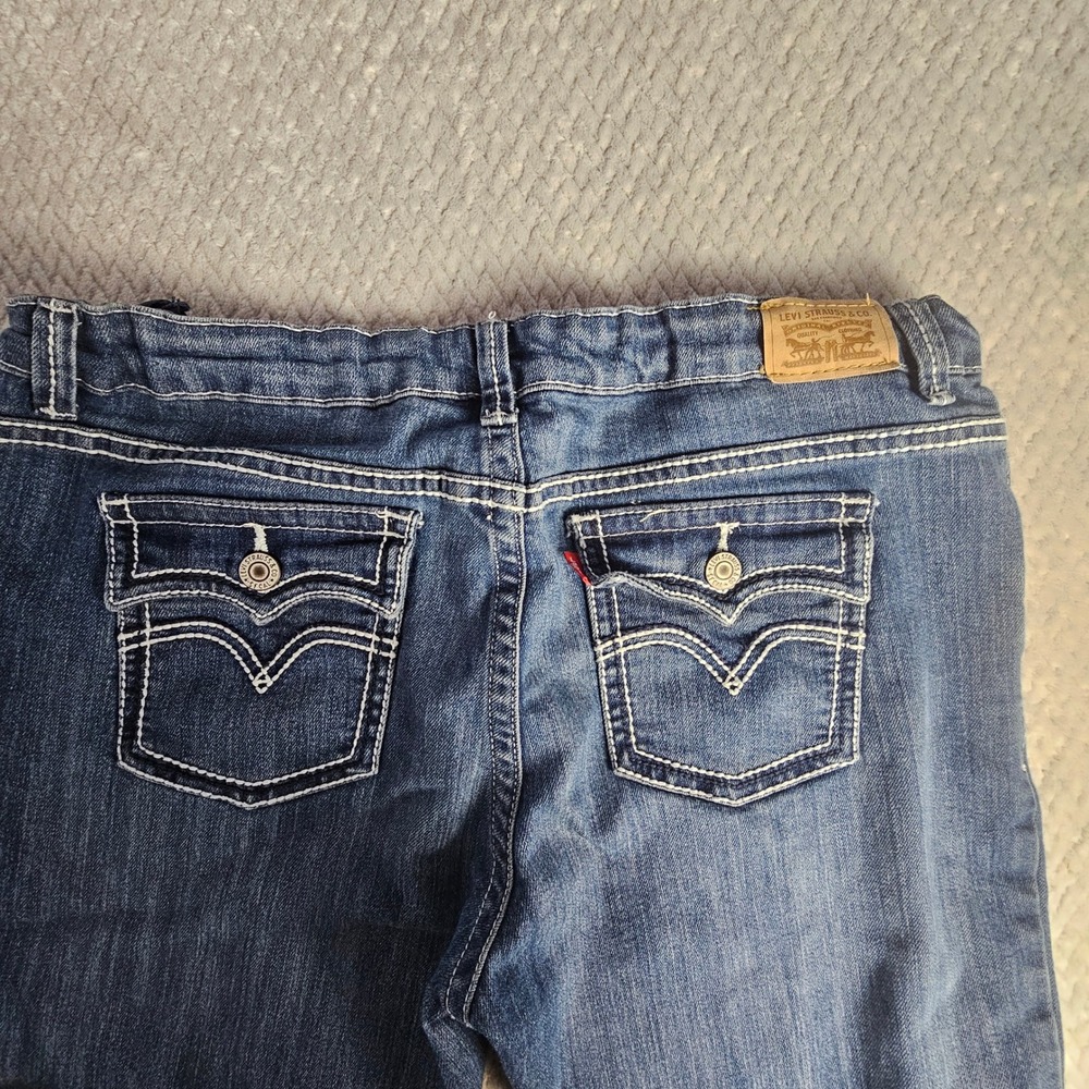 Levis 715 Jeans Girls 16.5 Plus Bootcut Blue Dark Wash Adjustable Waist - Picture 4 of 11